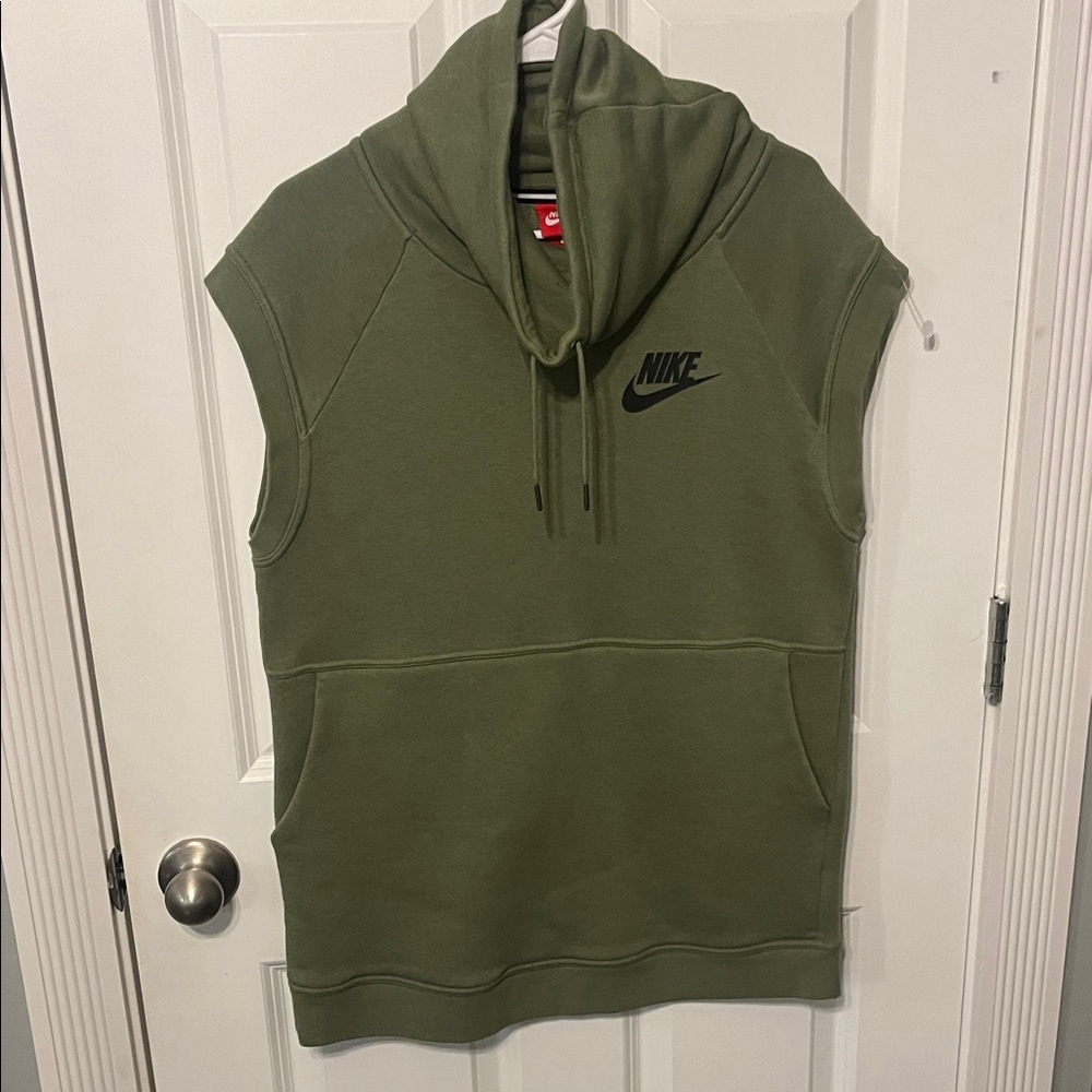 Nike Green Sleeveless Hoodie with Black Logo